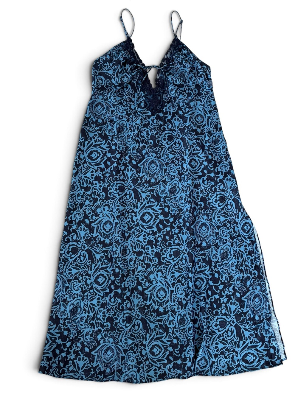 Free People Boho Floral Lace Trim Slip Dress High Slit